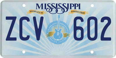 MS license plate ZCV602