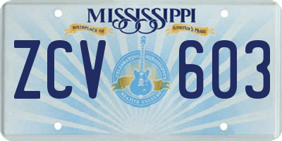 MS license plate ZCV603
