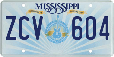 MS license plate ZCV604