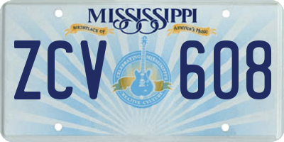 MS license plate ZCV608