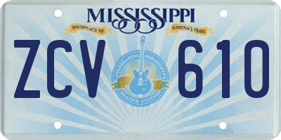 MS license plate ZCV610