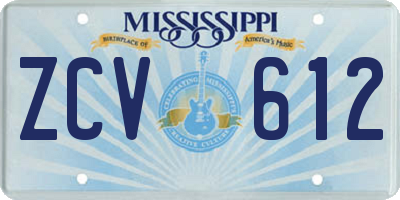 MS license plate ZCV612