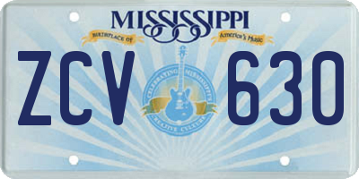 MS license plate ZCV630