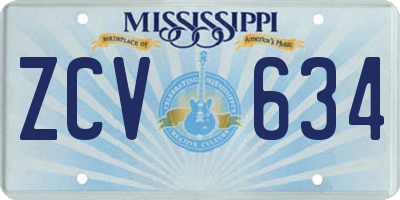 MS license plate ZCV634