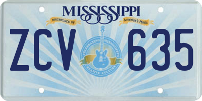 MS license plate ZCV635