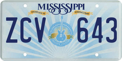 MS license plate ZCV643