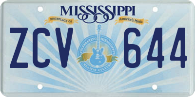 MS license plate ZCV644