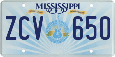 MS license plate ZCV650
