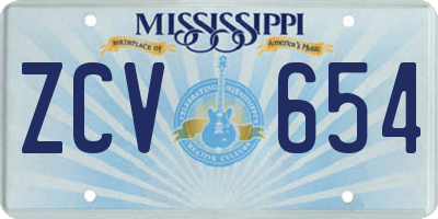 MS license plate ZCV654