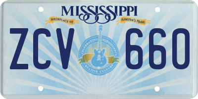 MS license plate ZCV660