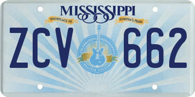 MS license plate ZCV662