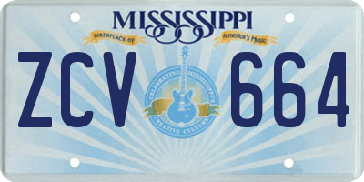 MS license plate ZCV664