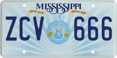 MS license plate ZCV666