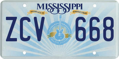 MS license plate ZCV668