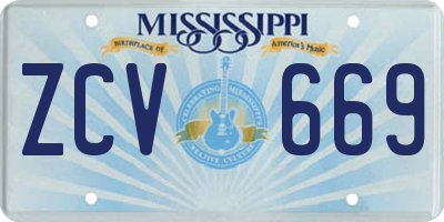MS license plate ZCV669
