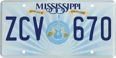 MS license plate ZCV670