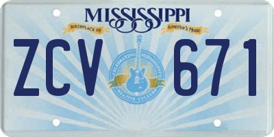 MS license plate ZCV671