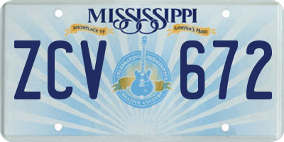MS license plate ZCV672