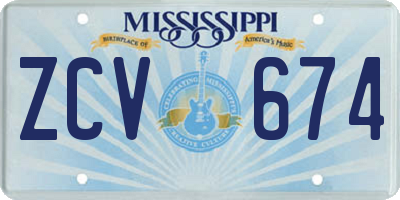 MS license plate ZCV674