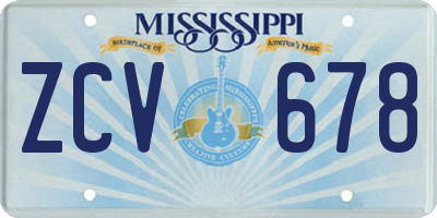 MS license plate ZCV678