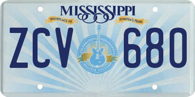 MS license plate ZCV680