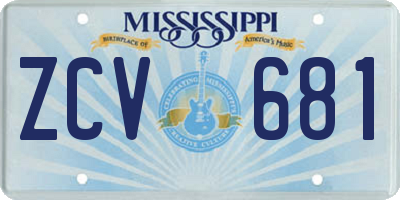 MS license plate ZCV681