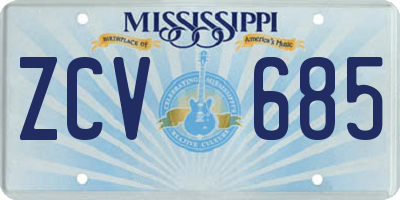 MS license plate ZCV685