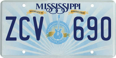 MS license plate ZCV690