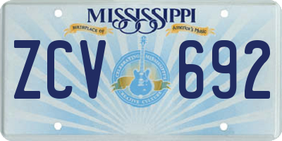 MS license plate ZCV692