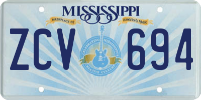 MS license plate ZCV694