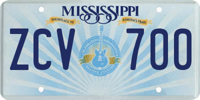 MS license plate ZCV700