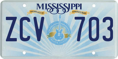 MS license plate ZCV703