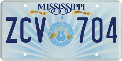 MS license plate ZCV704