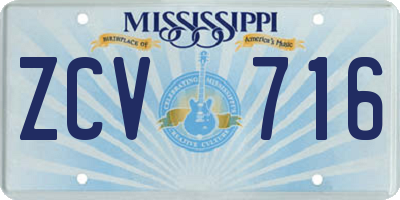 MS license plate ZCV716