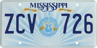 MS license plate ZCV726