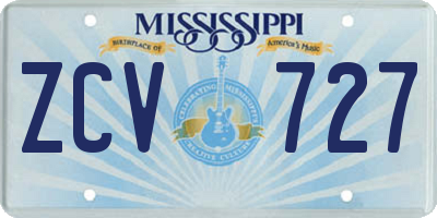 MS license plate ZCV727