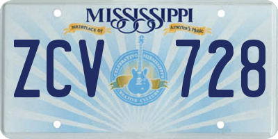 MS license plate ZCV728