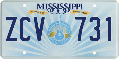 MS license plate ZCV731