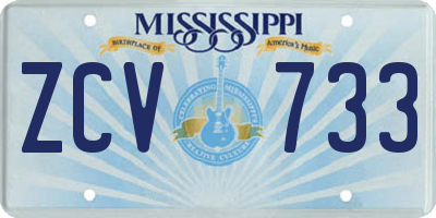 MS license plate ZCV733