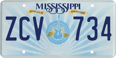 MS license plate ZCV734