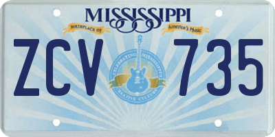 MS license plate ZCV735