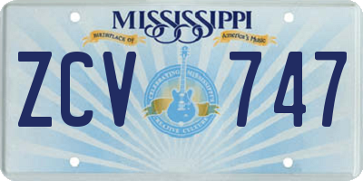 MS license plate ZCV747