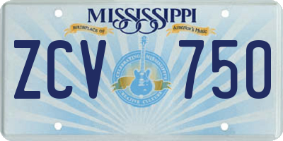 MS license plate ZCV750
