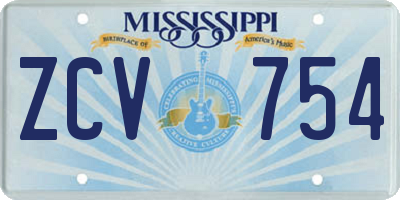 MS license plate ZCV754