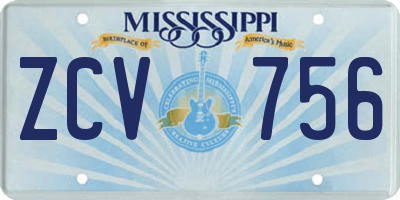 MS license plate ZCV756