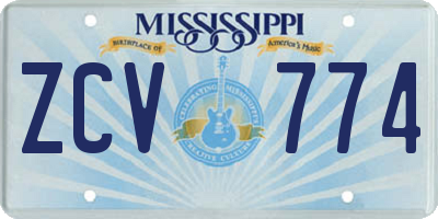 MS license plate ZCV774