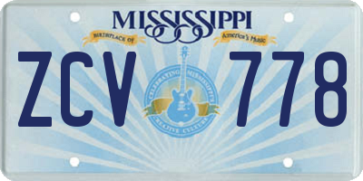 MS license plate ZCV778