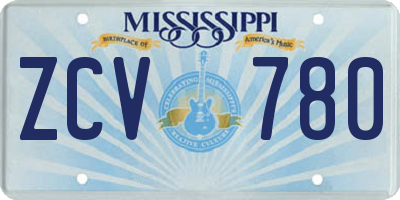 MS license plate ZCV780