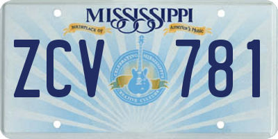 MS license plate ZCV781