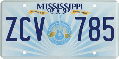 MS license plate ZCV785